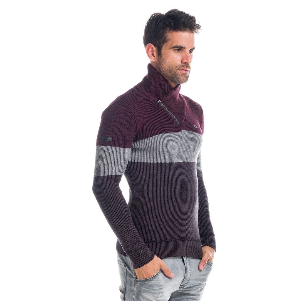Jersey de Punto Hombre Cuello Smoking con Cremallera – Koroshi 1821TR07