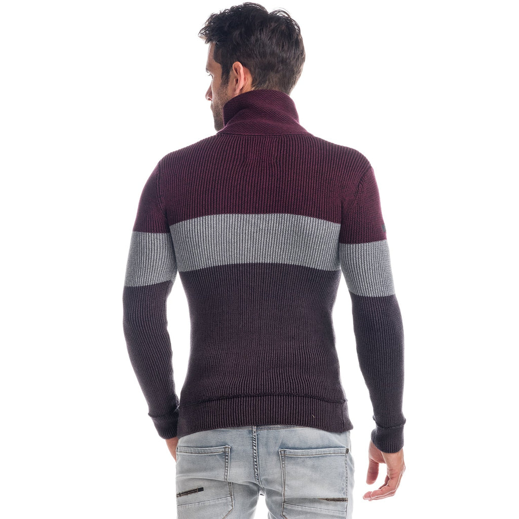 Jersey de Punto Hombre Cuello Smoking con Cremallera – Koroshi 1821TR07