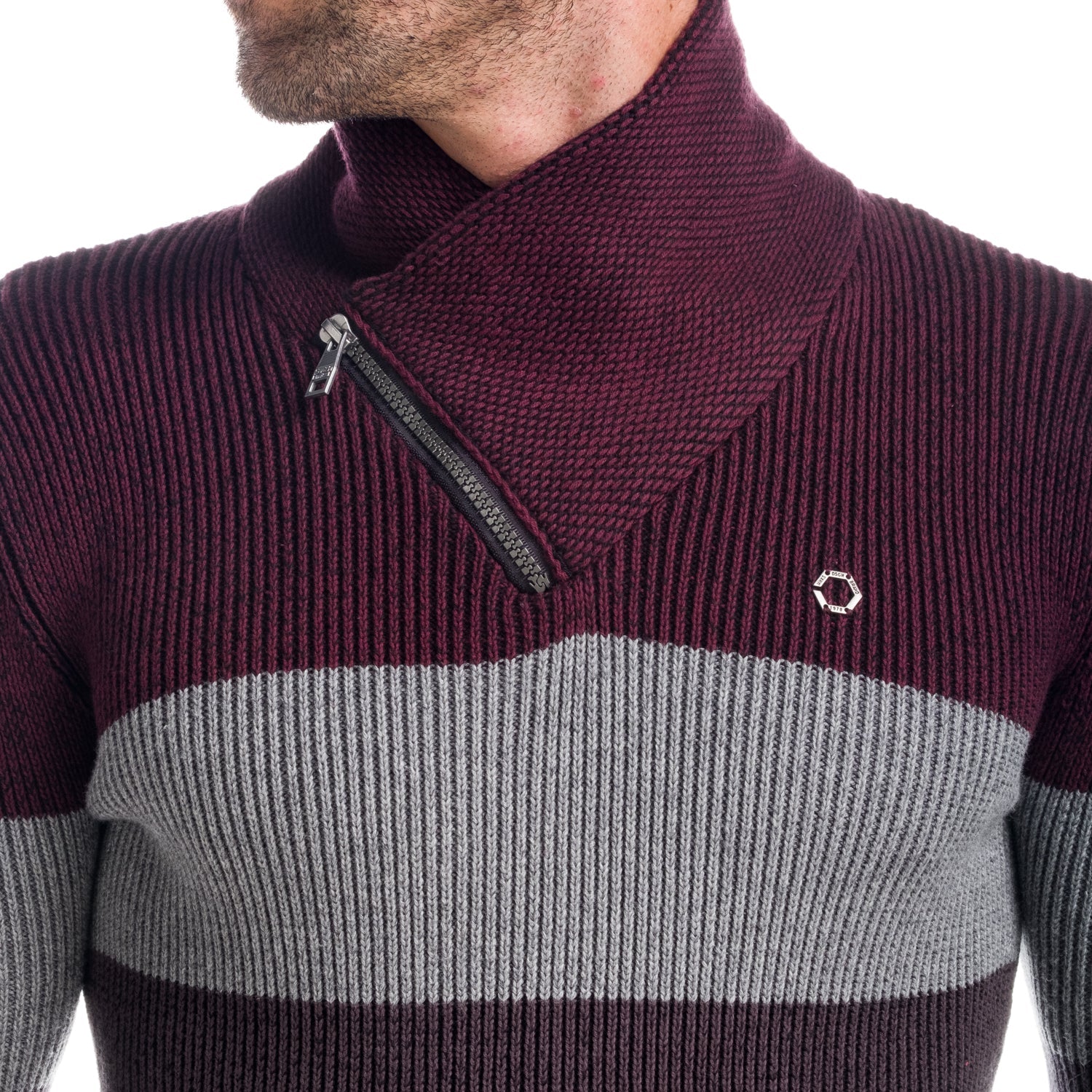 Jersey de Punto Hombre Cuello Smoking con Cremallera – Koroshi 1821TR07