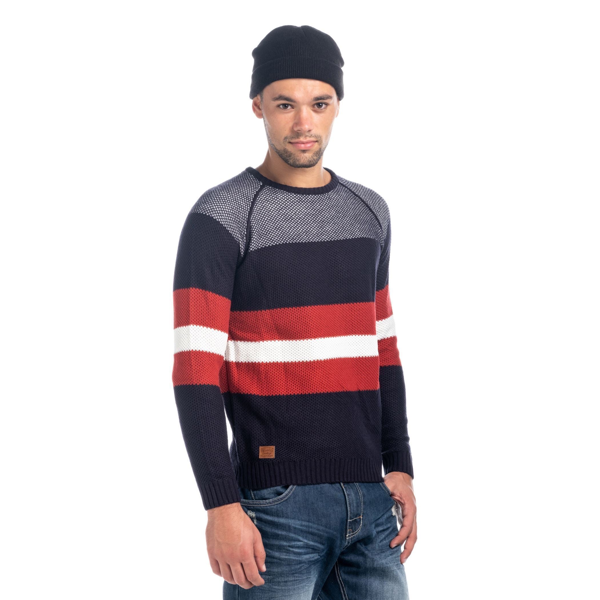 Jersey de Punto Hombre Rayas Cuello Redondo – Koroshi 1821TR08