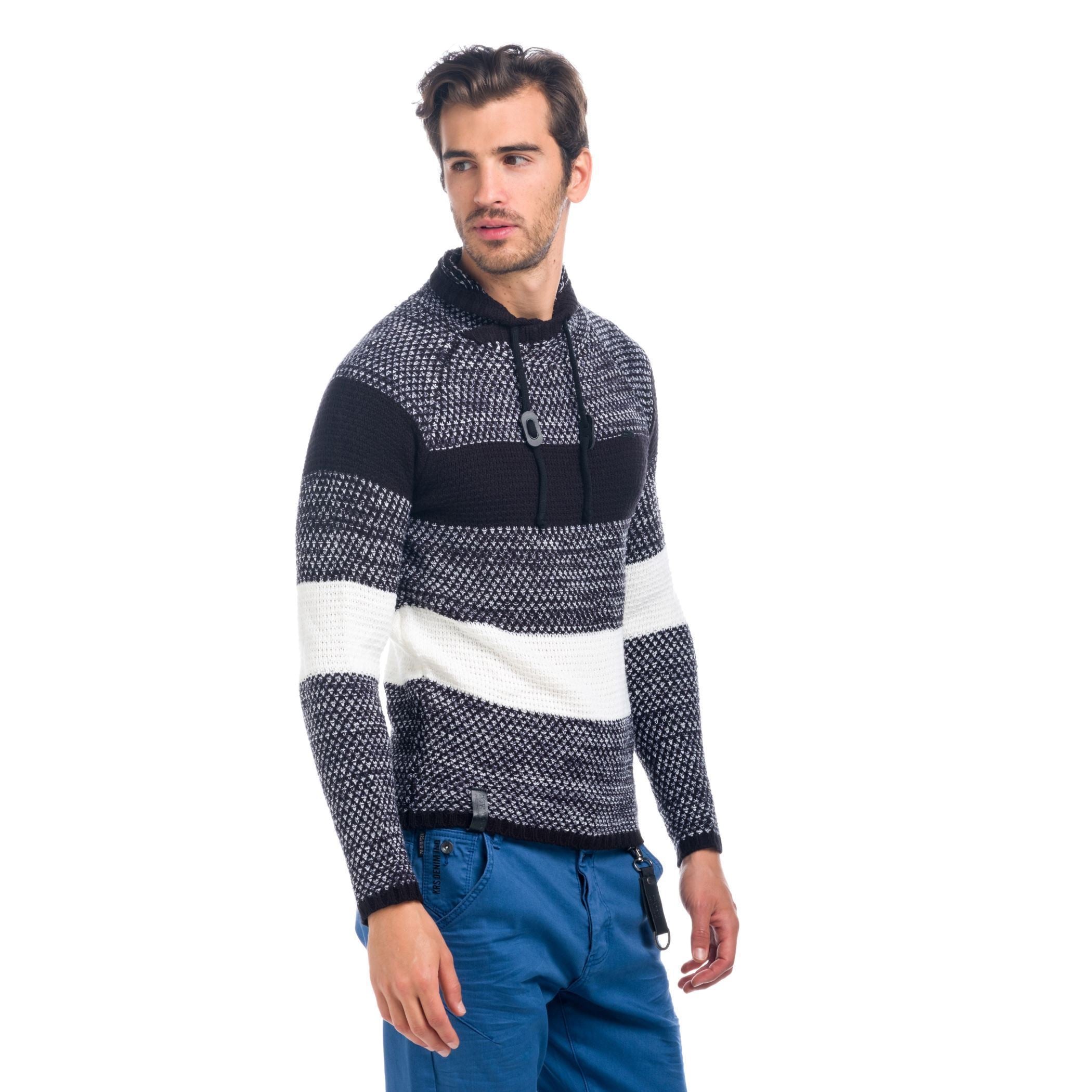 Jersey de Punto Hombre Rayas Jaspeadas Cuello Chimenea – Koroshi 1821TR09