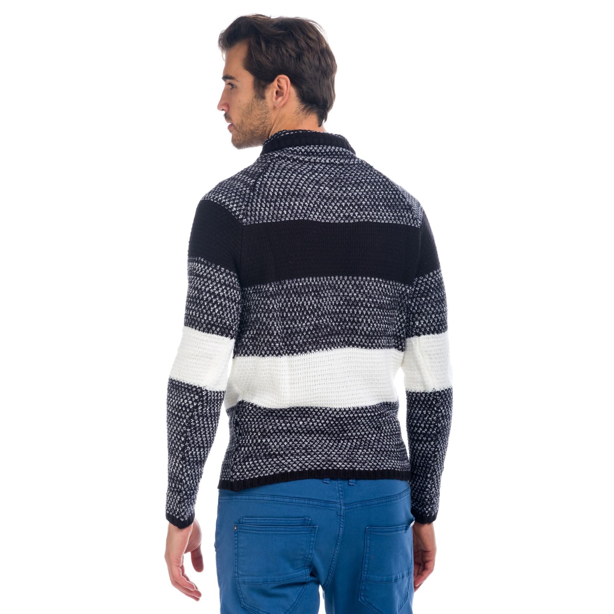 Jersey de Punto Hombre Rayas Jaspeadas Cuello Chimenea – Koroshi 1821TR09