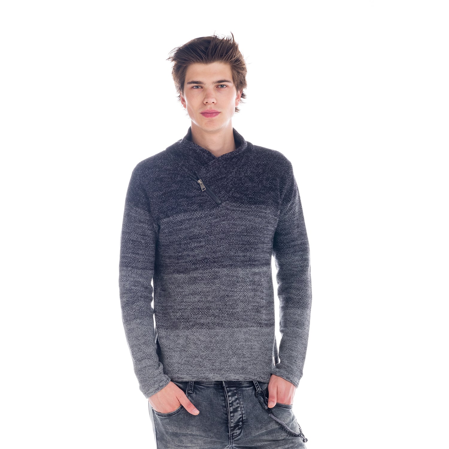 Jersey de Punto Hombre Degradado Cuello Smoking – Koroshi 1821TR12