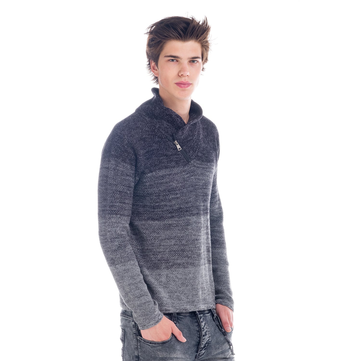 Jersey de Punto Hombre Degradado Cuello Smoking – Koroshi 1821TR12