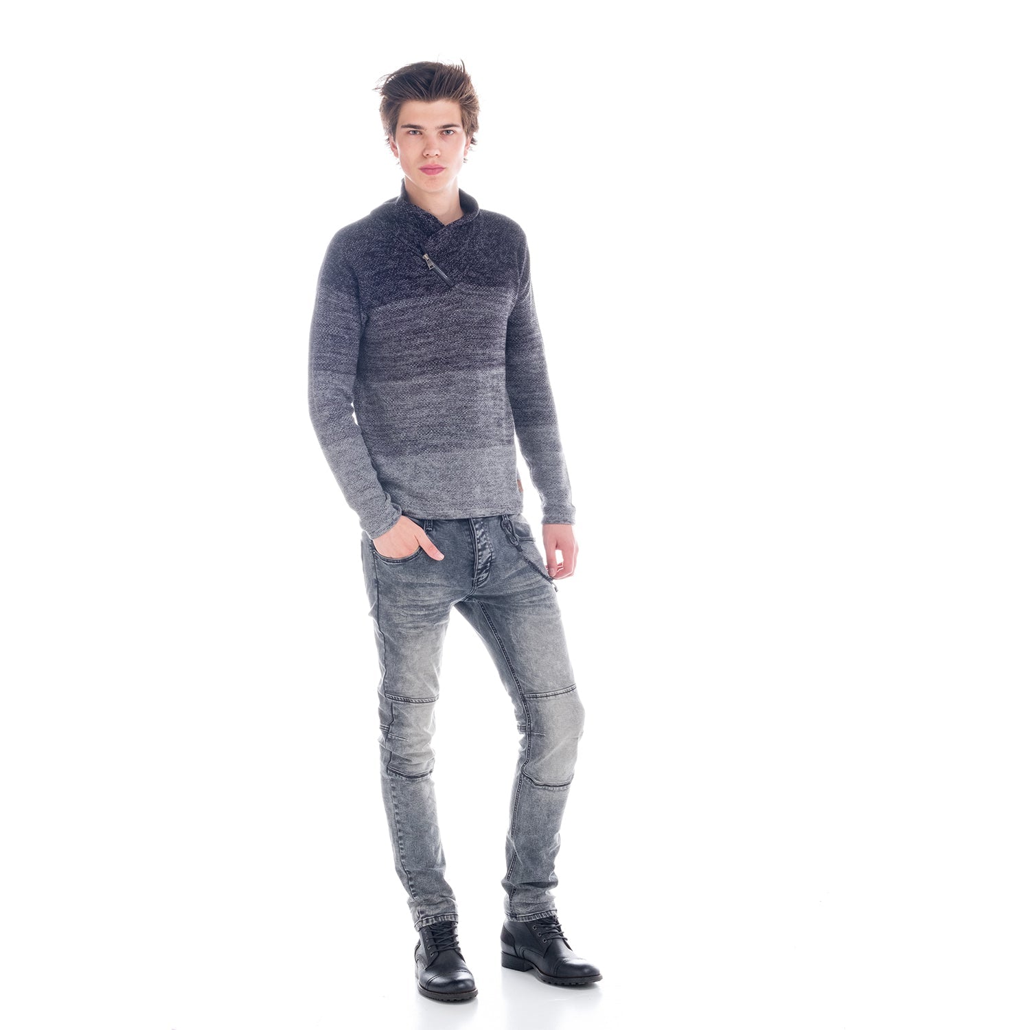 Jersey de Punto Hombre Degradado Cuello Smoking – Koroshi 1821TR12