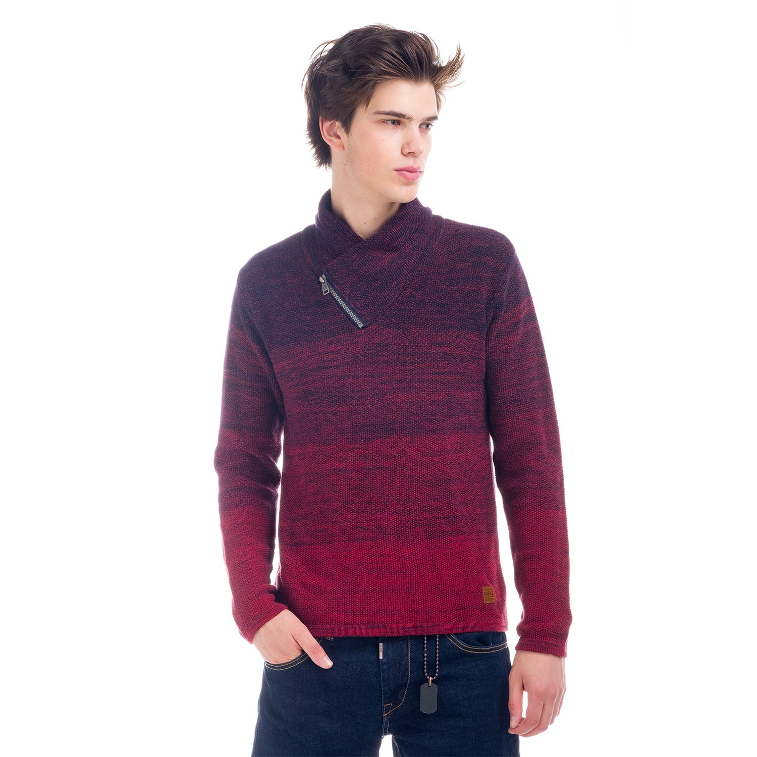 Jersey de Punto Hombre Degradado Cuello Smoking – Koroshi 1821TR12