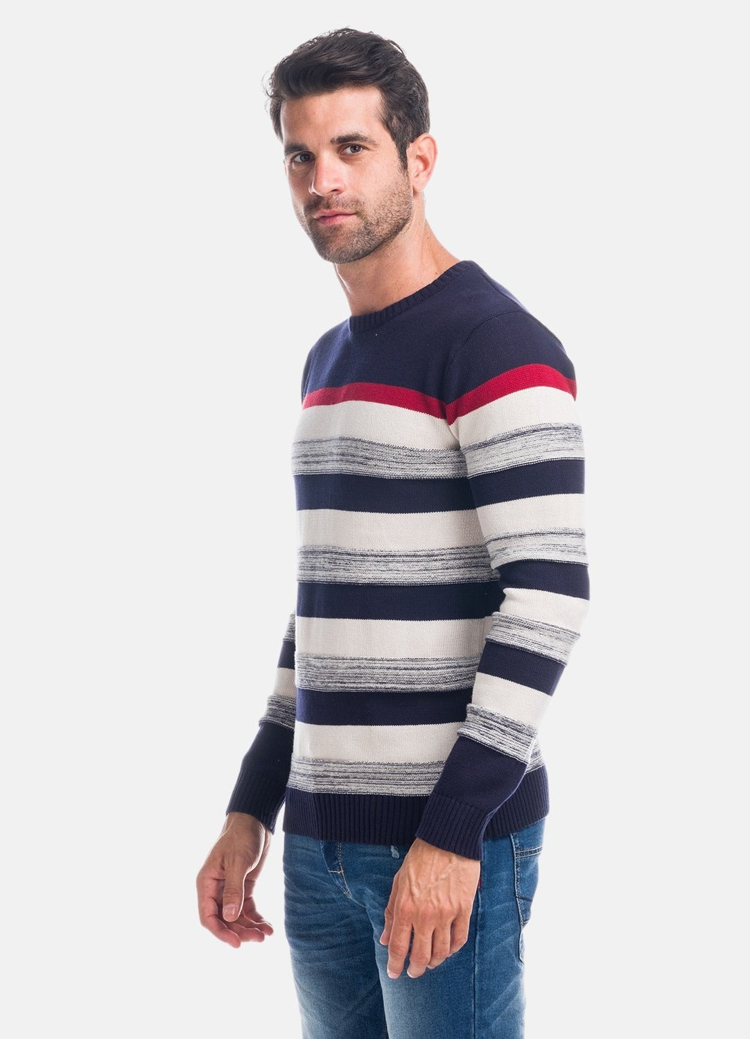 Jersey de Punto Hombre Rayas Cuello Redondo – Koroshi 1821TR15