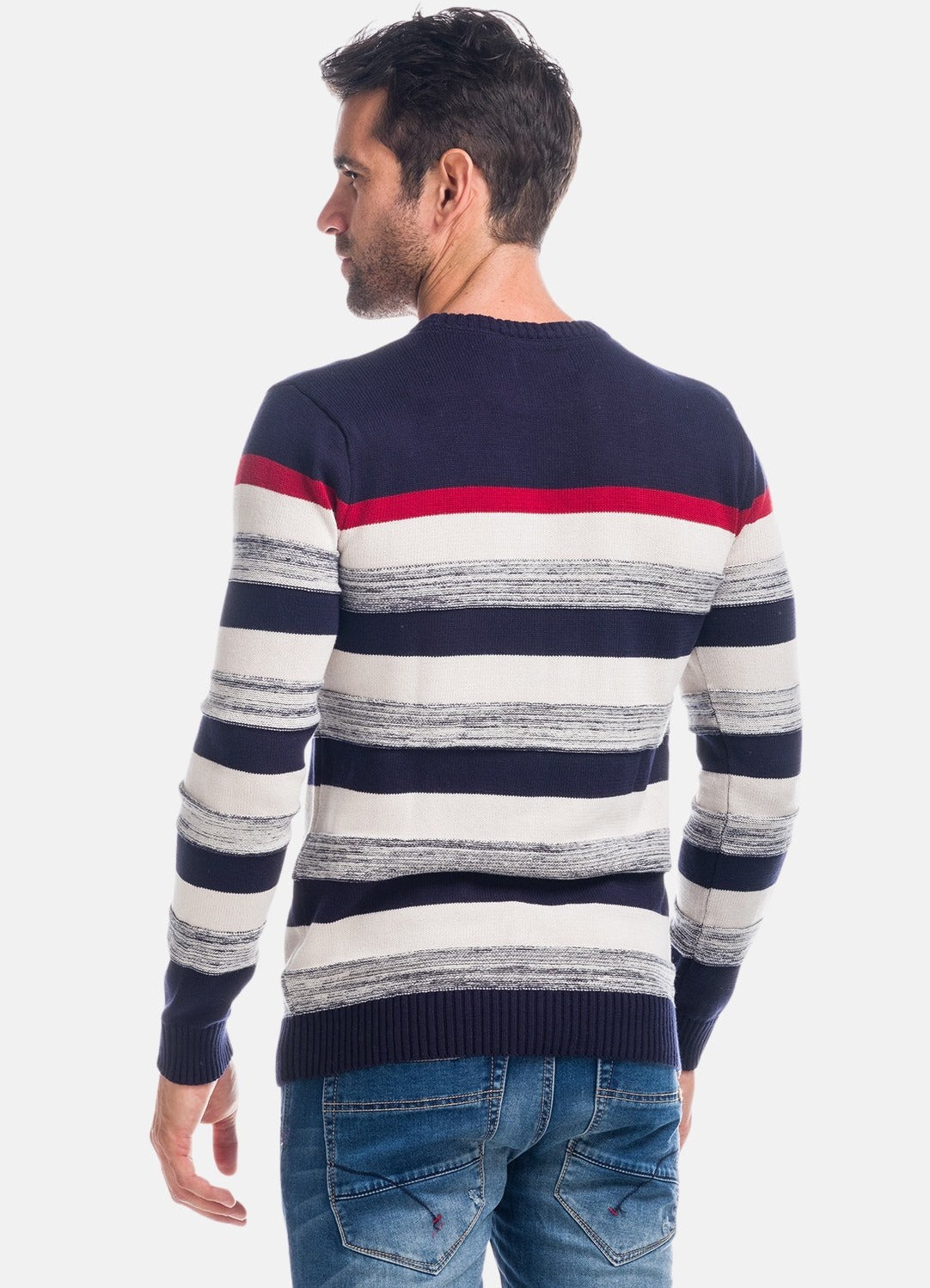 Jersey de Punto Hombre Rayas Cuello Redondo – Koroshi 1821TR15