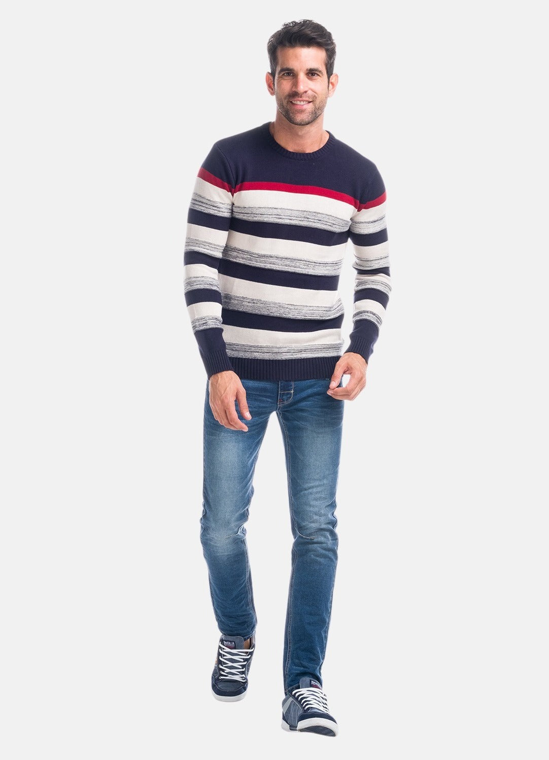 Jersey de Punto Hombre Rayas Cuello Redondo – Koroshi 1821TR15