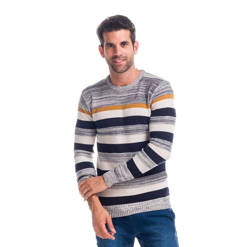 Jersey de Punto Hombre Rayas Cuello Redondo – Koroshi 1821TR15