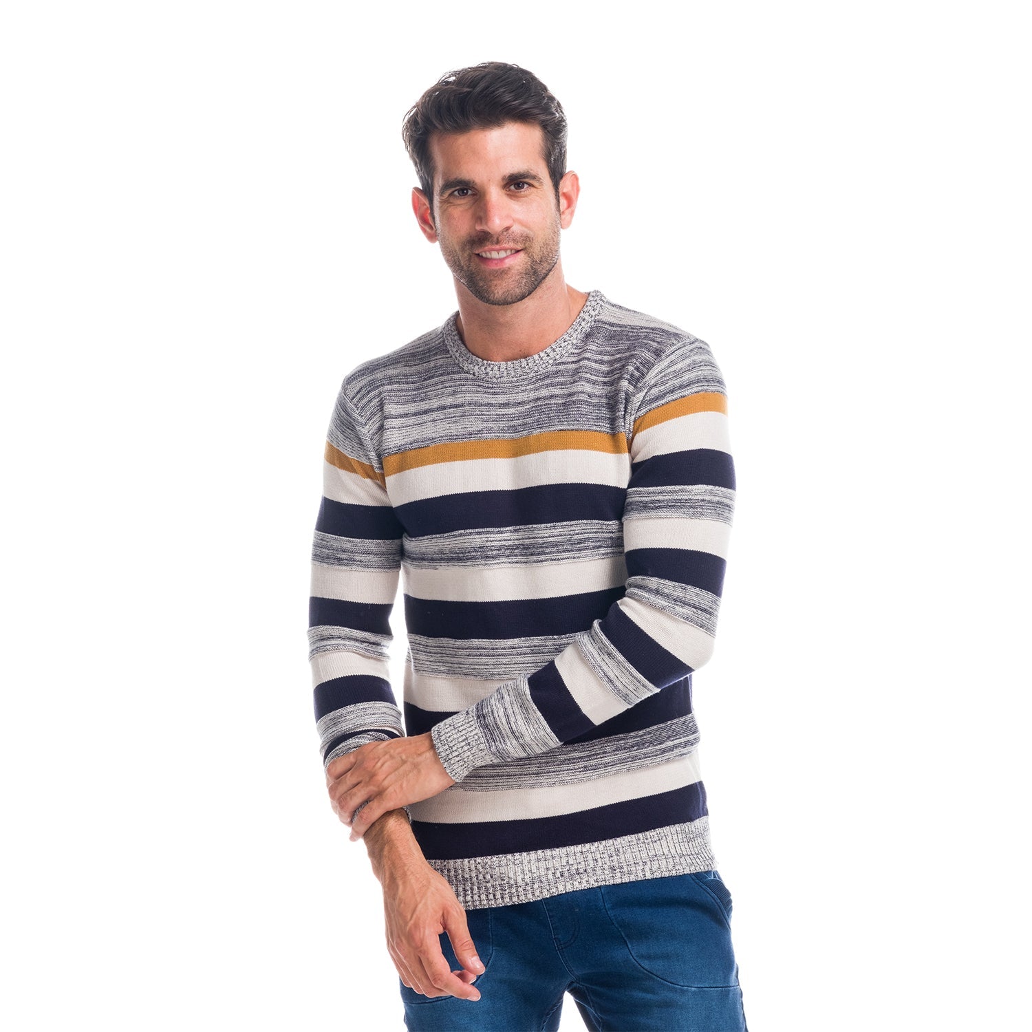 Jersey de Punto Hombre Rayas Cuello Redondo – Koroshi 1821TR15