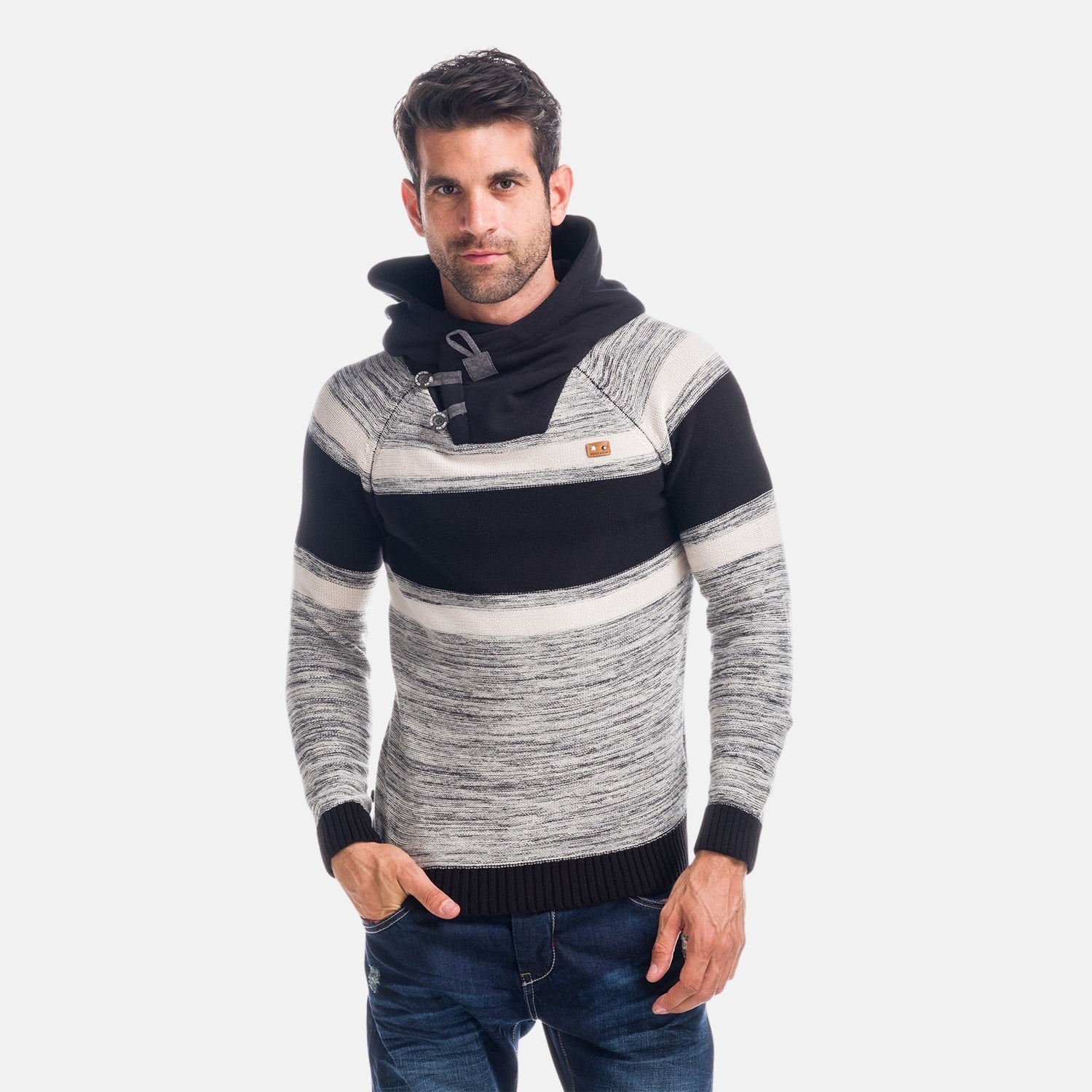 Jersey de Punto Hombre Rayas Cuello Smoking – Koroshi 1821TR17