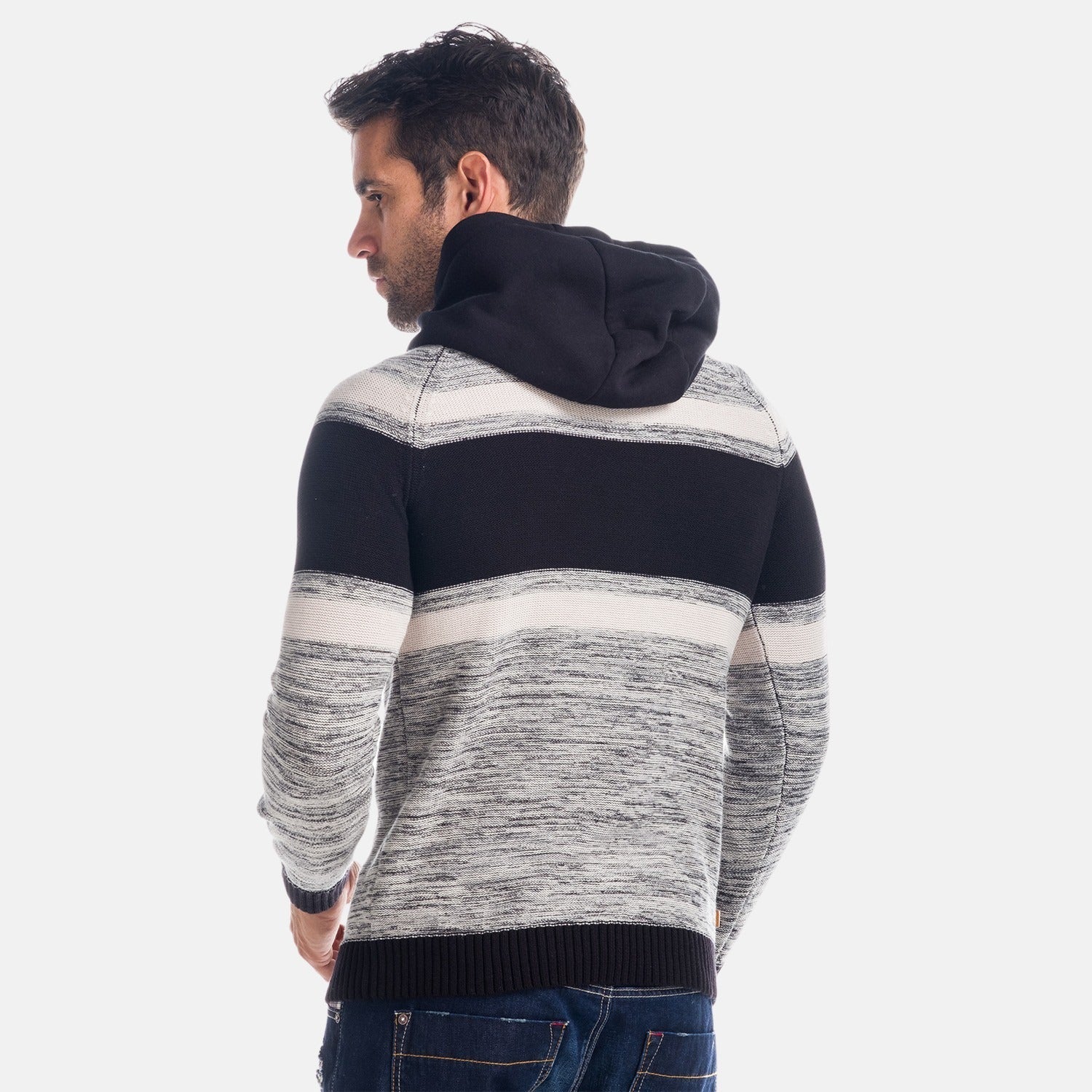 Jersey de Punto Hombre Rayas Cuello Smoking – Koroshi 1821TR17