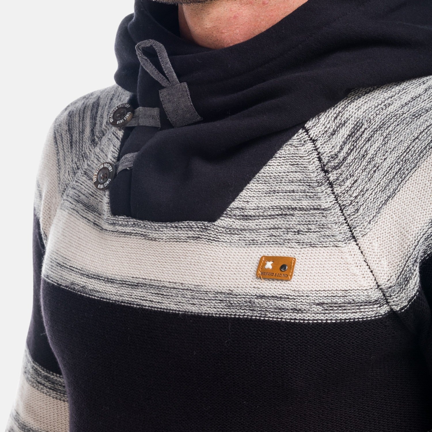 Jersey de Punto Hombre Rayas Cuello Smoking – Koroshi 1821TR17