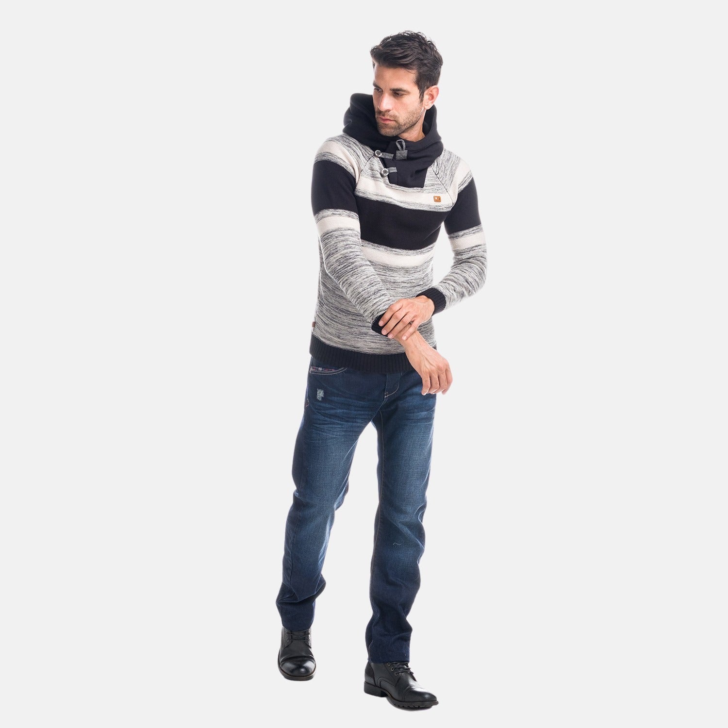 Jersey de Punto Hombre Rayas Cuello Smoking – Koroshi 1821TR17