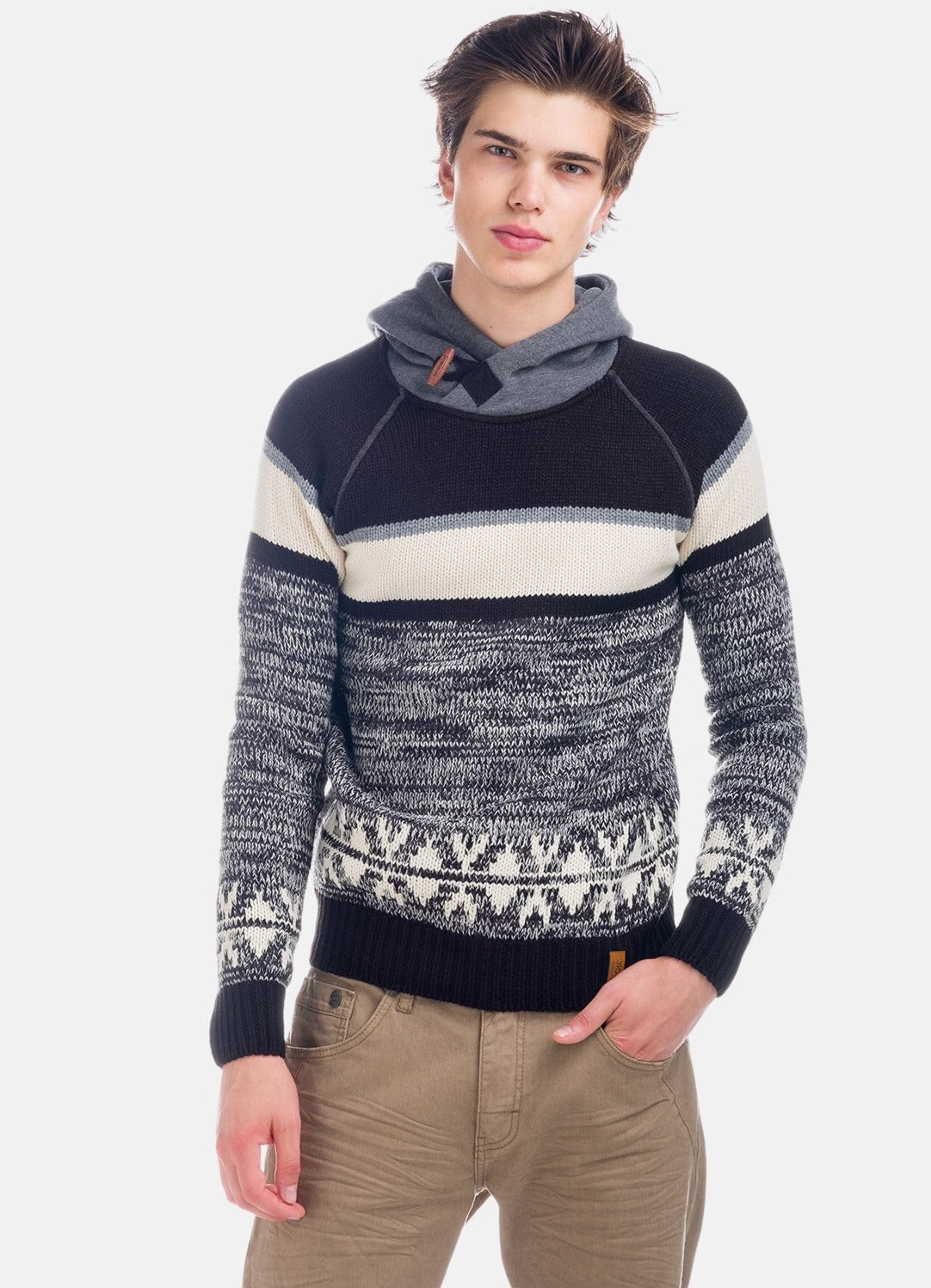 Jersey de Punto Hombre con Capucha en Contraste – Koroshi 1821TR18