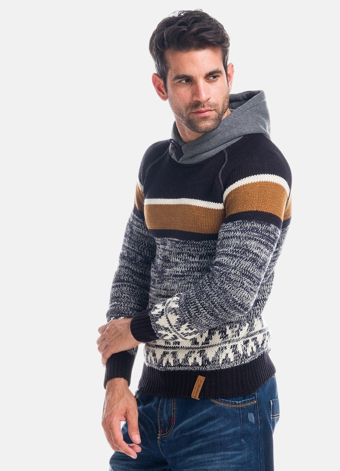 Jersey de Punto Hombre con Capucha en Contraste – Koroshi 1821TR18