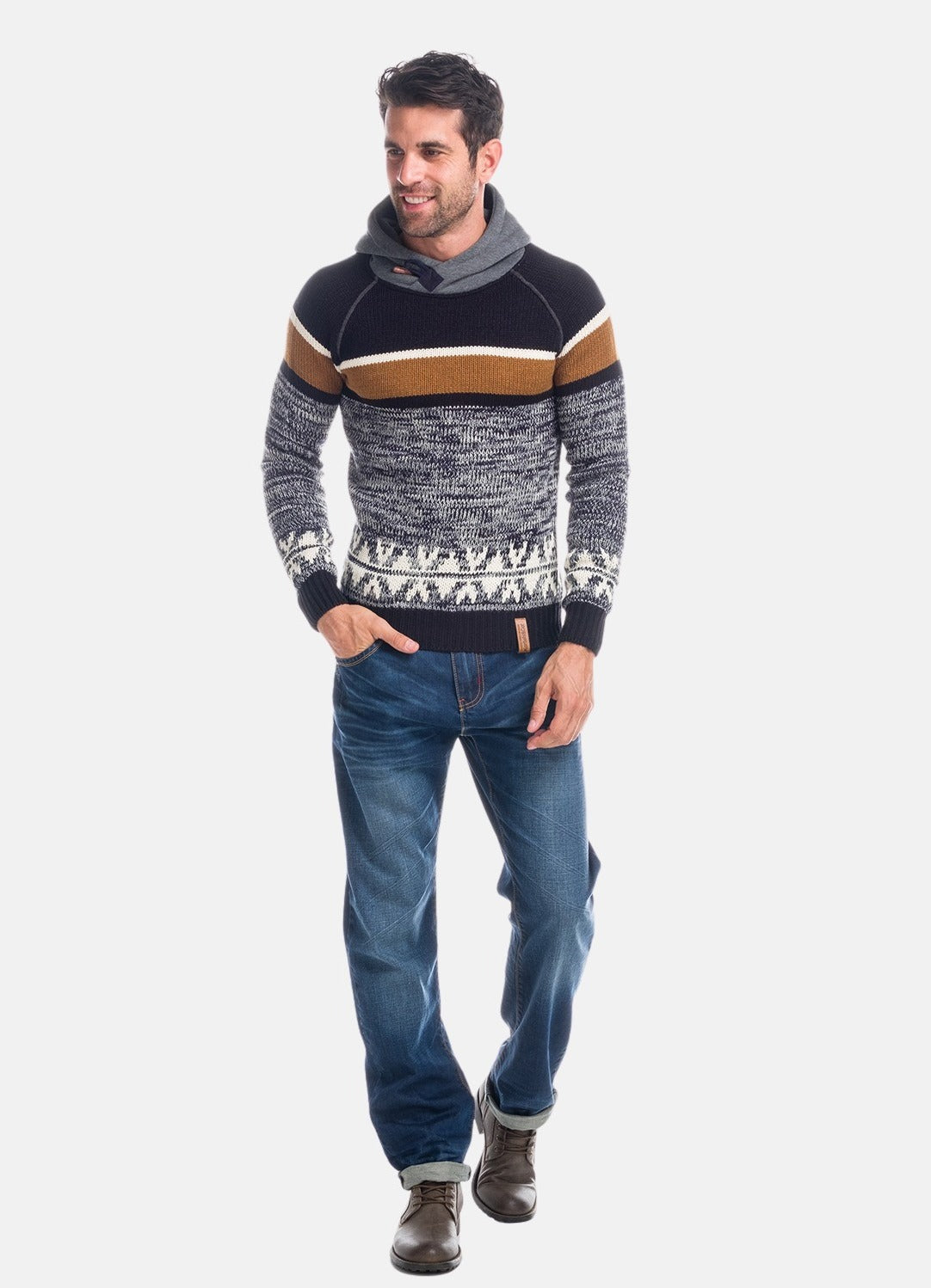 Jersey de Punto Hombre con Capucha en Contraste – Koroshi 1821TR18