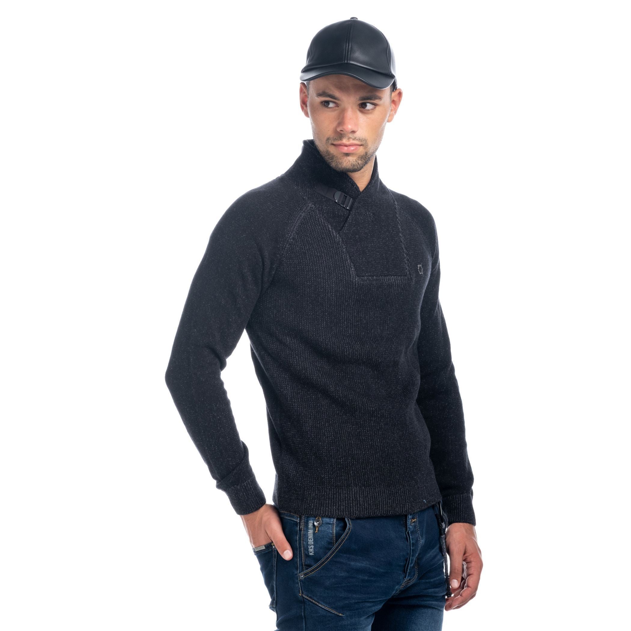 Jersey de Punto Hombre Cuello Smoking con Botón – Koroshi 1821TR21