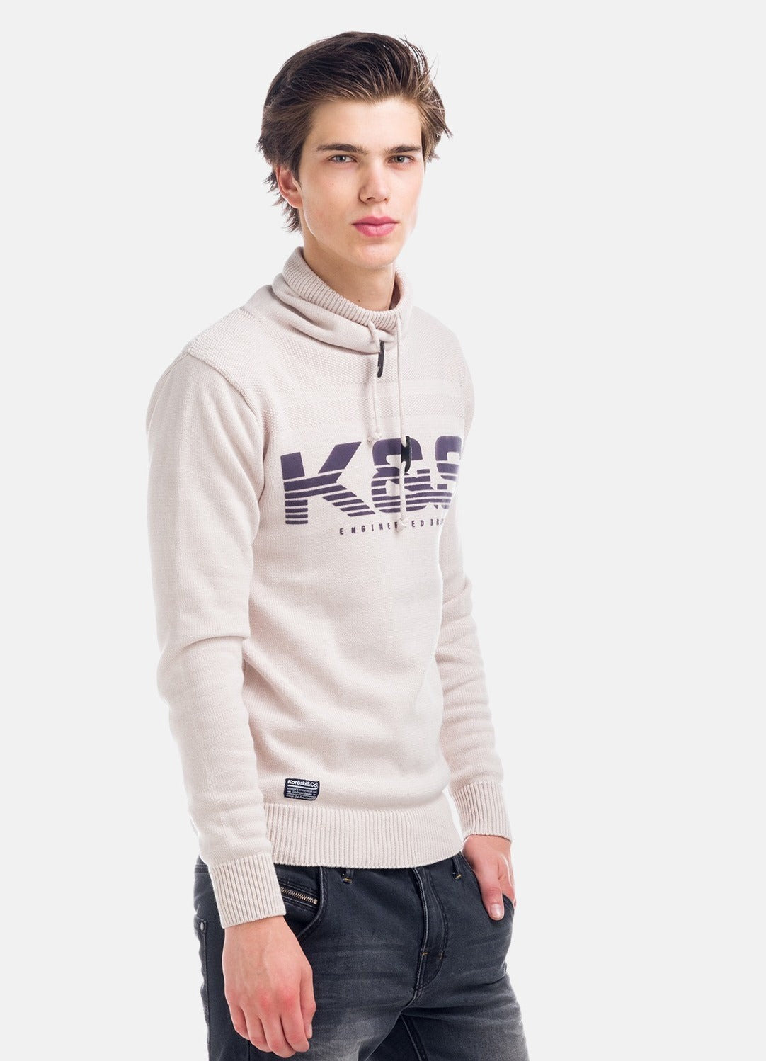 Jersey de Punto Hombre Cuello Chimenea con Letras – Koroshi 1821TR22