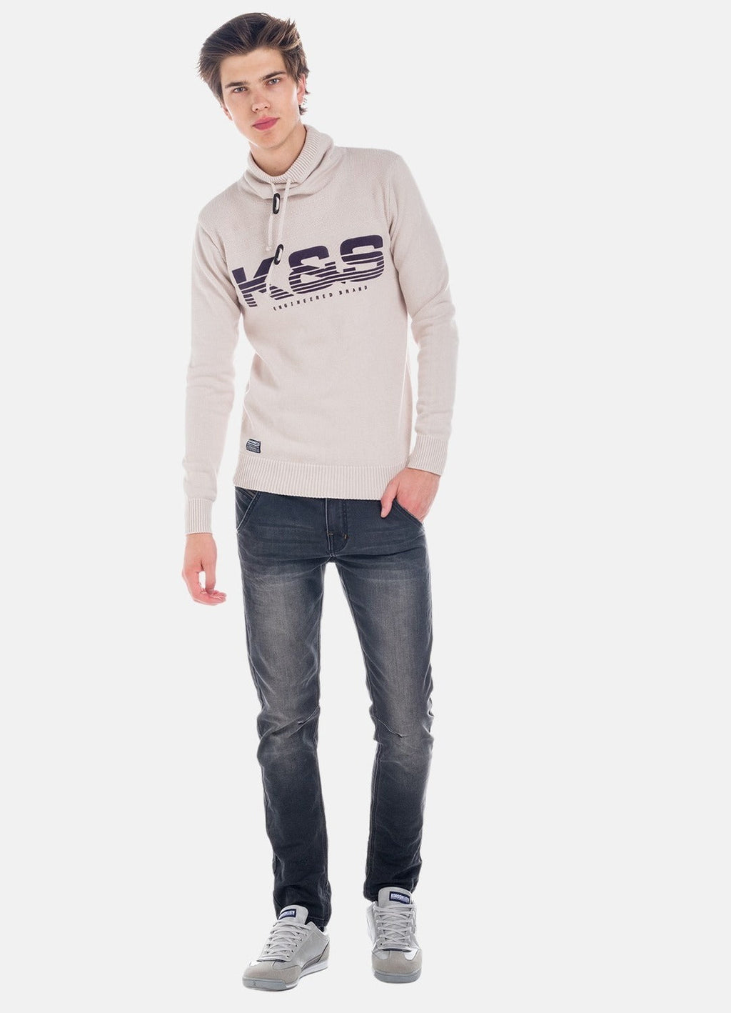 Jersey de Punto Hombre Cuello Chimenea con Letras – Koroshi 1821TR22