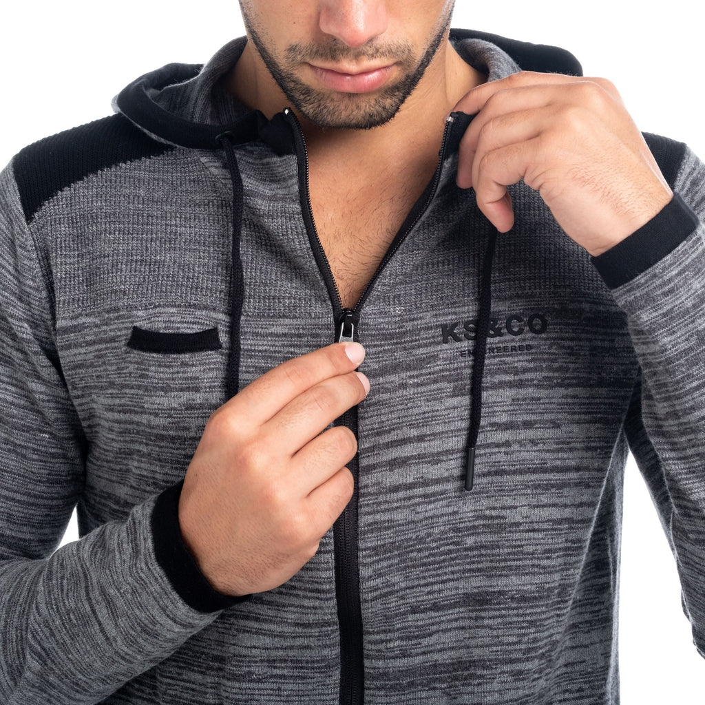 Chaqueta de Punto Hombre con Capucha y Cremallera – Koroshi 1821TR23