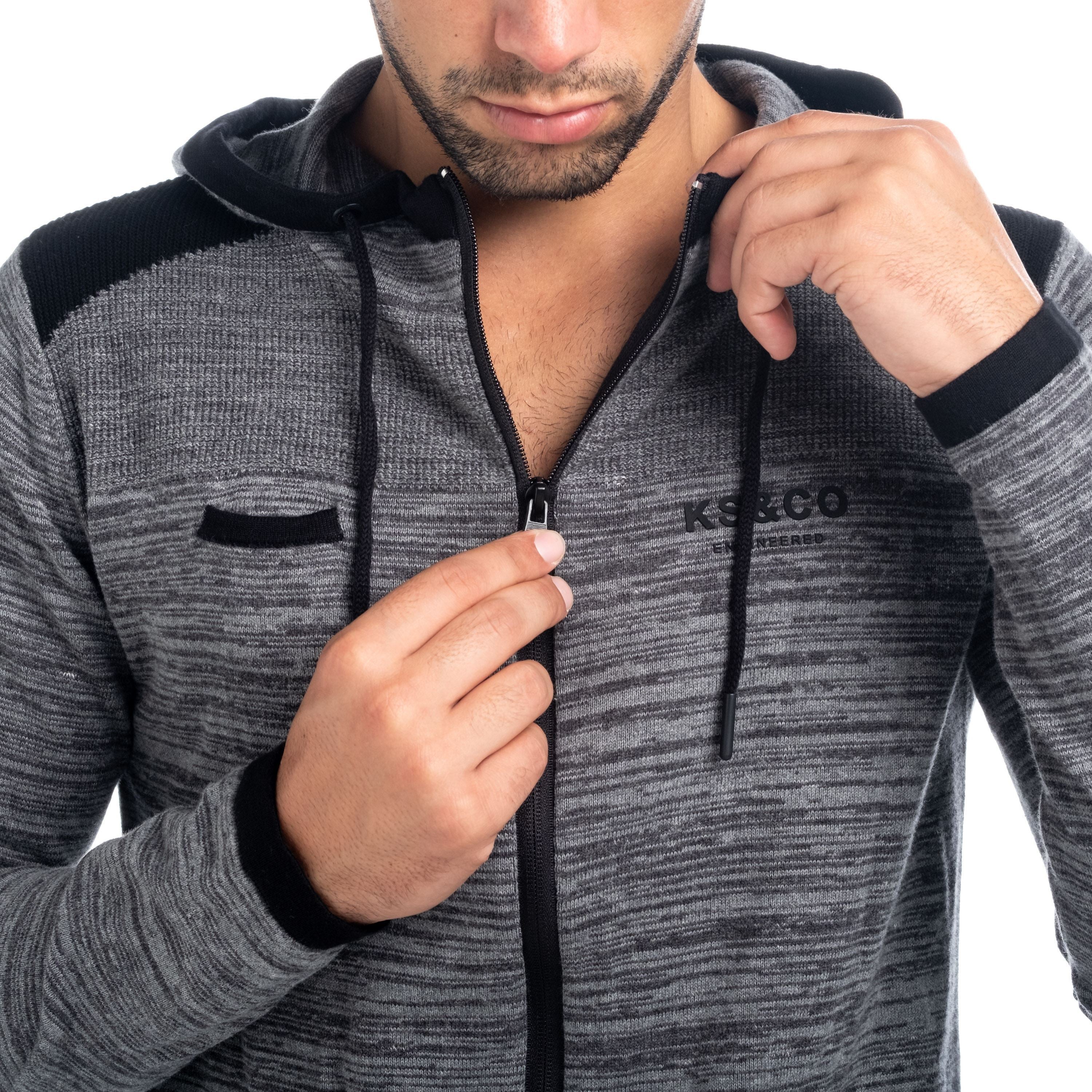 Chaqueta de Punto Hombre con Capucha y Cremallera – Koroshi 1821TR23