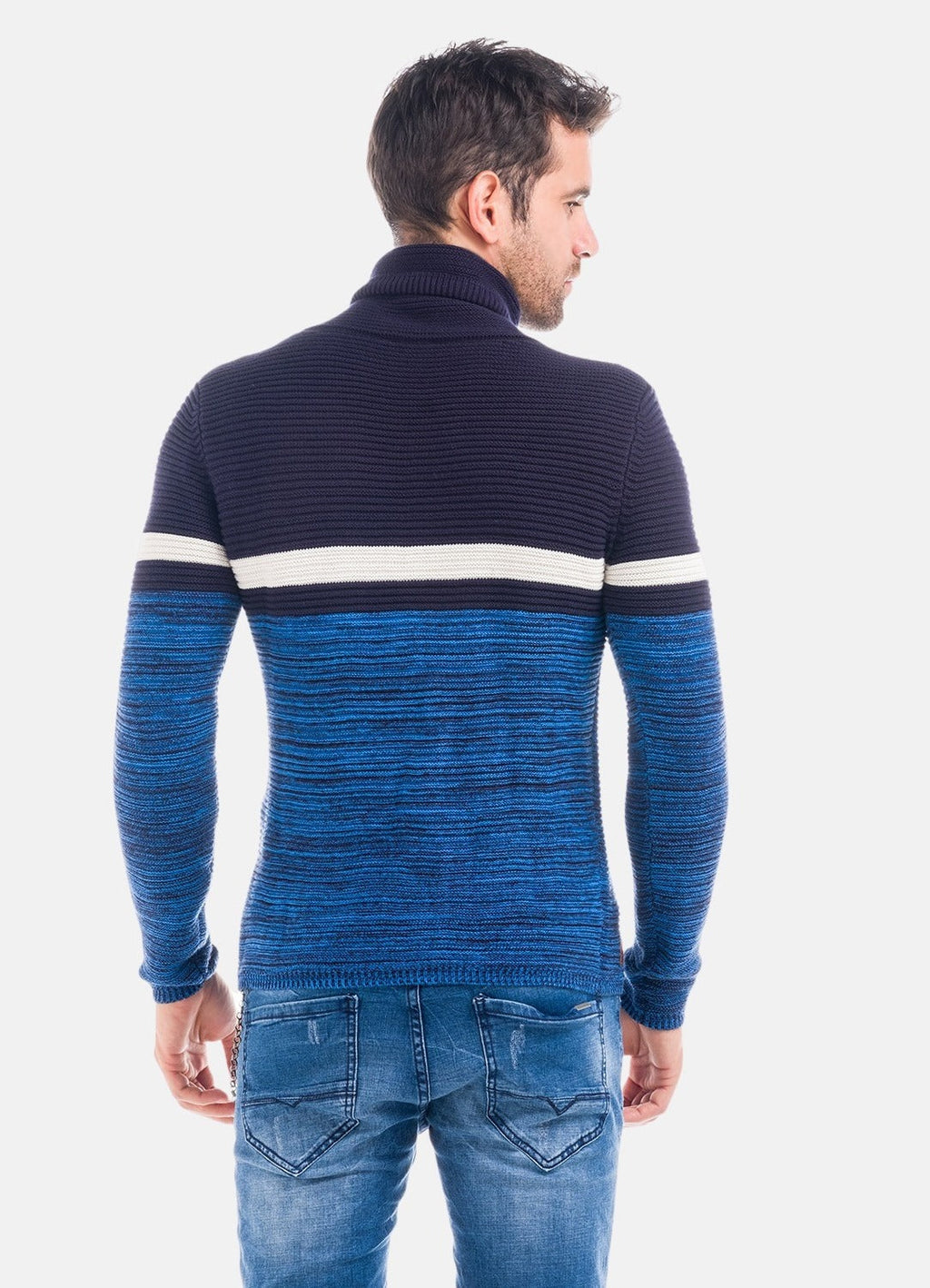 Jersey de Punto Hombre Cuello Chimenea a Rayas – Koroshi 1821TR24