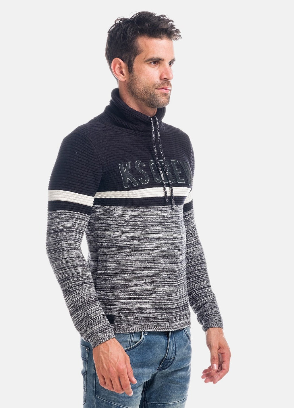 Jersey de Punto Hombre Cuello Chimenea a Rayas – Koroshi 1821TR24