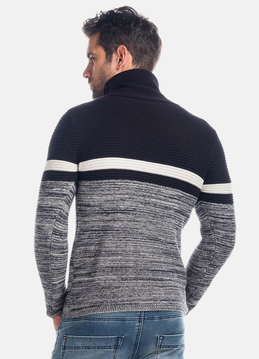 Jersey de Punto Hombre Cuello Chimenea a Rayas – Koroshi 1821TR24