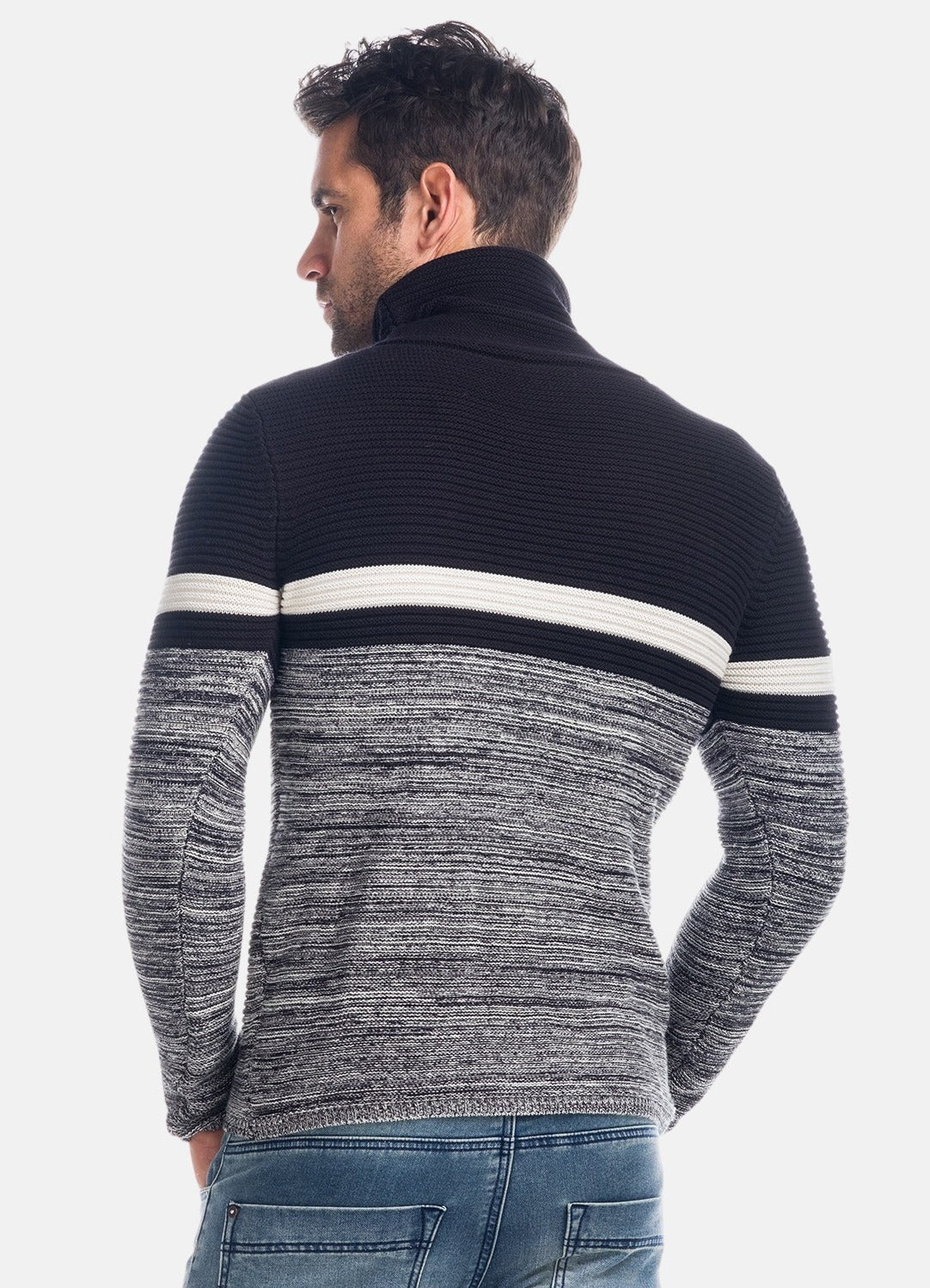 Jersey de Punto Hombre Cuello Chimenea a Rayas – Koroshi 1821TR24