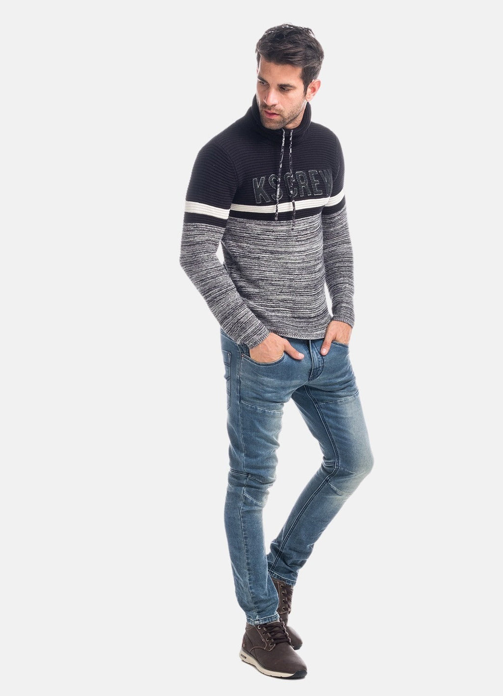 Jersey de Punto Hombre Cuello Chimenea a Rayas – Koroshi 1821TR24
