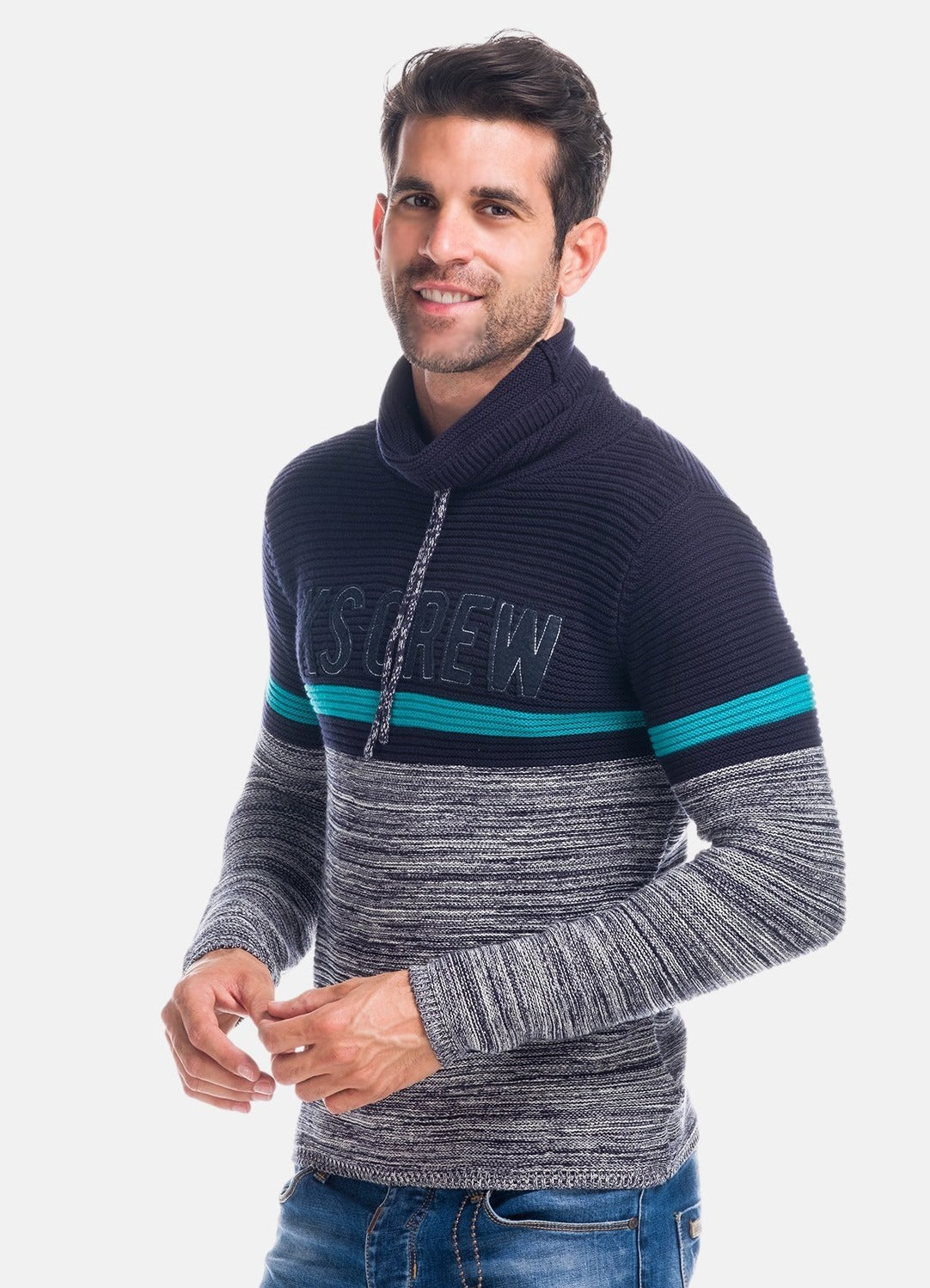 Jersey de Punto Hombre Cuello Chimenea a Rayas – Koroshi 1821TR24