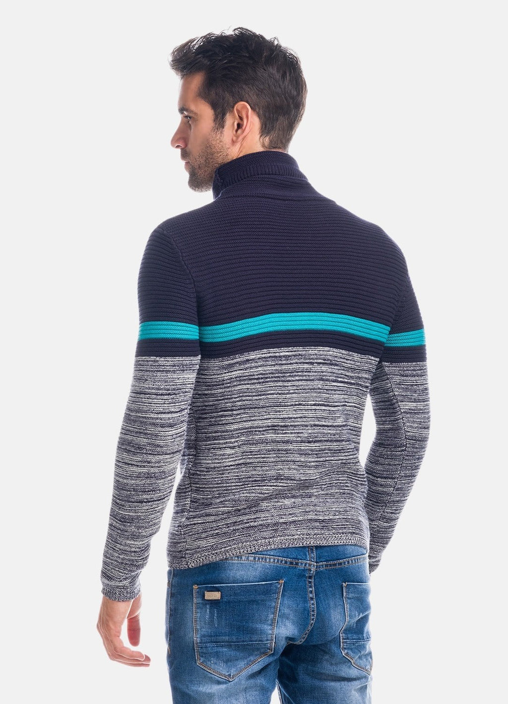 Jersey de Punto Hombre Cuello Chimenea a Rayas – Koroshi 1821TR24