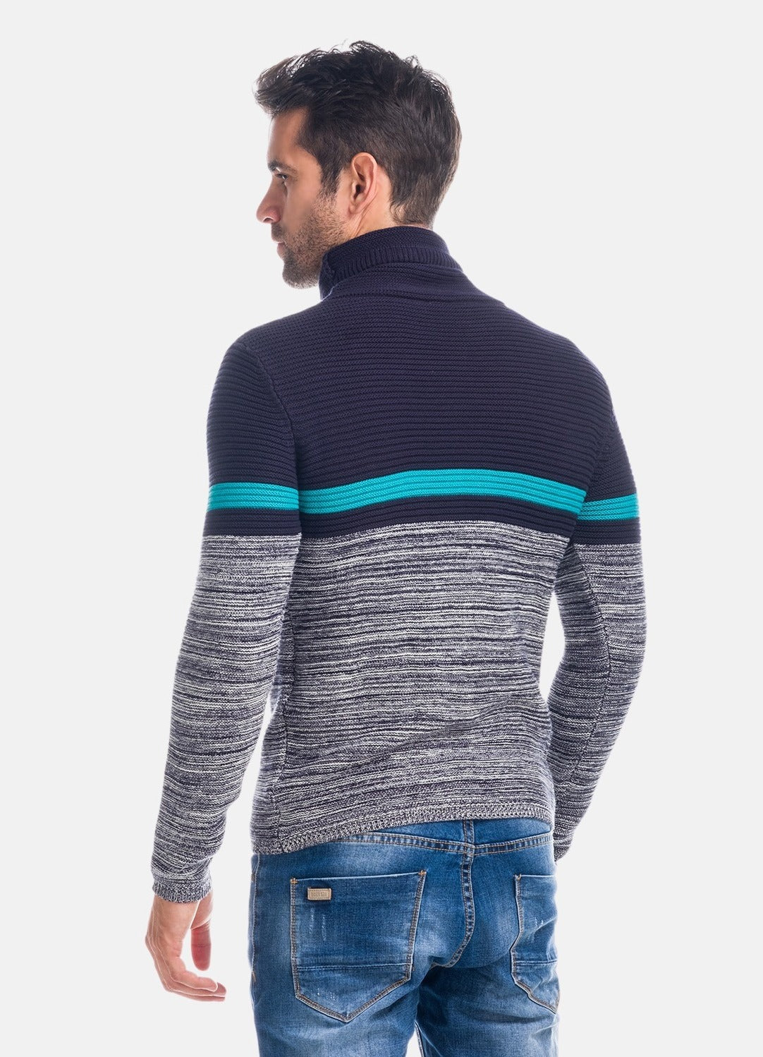 Jersey de Punto Hombre Cuello Chimenea a Rayas – Koroshi 1821TR24