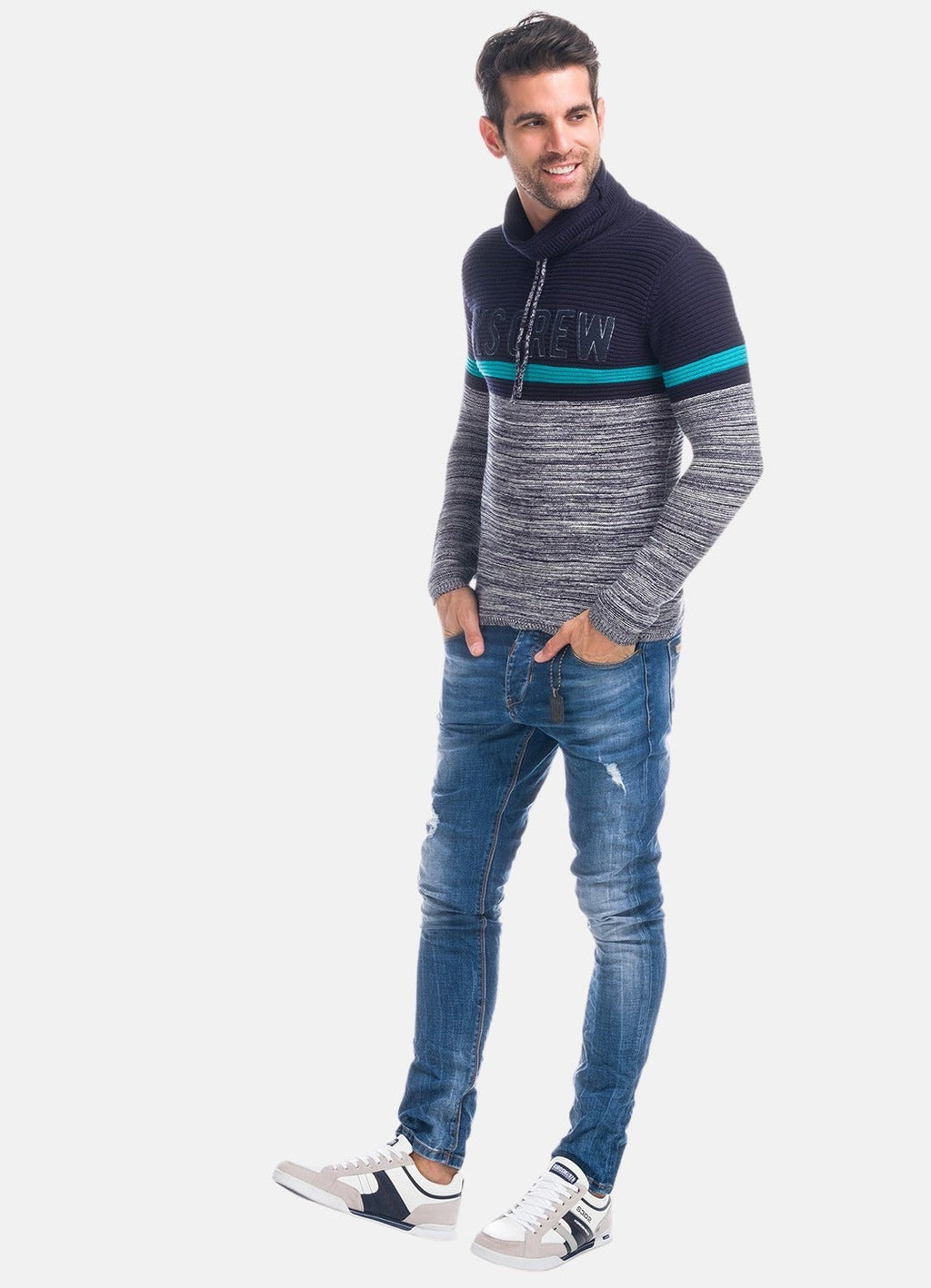 Jersey de Punto Hombre Cuello Chimenea a Rayas – Koroshi 1821TR24
