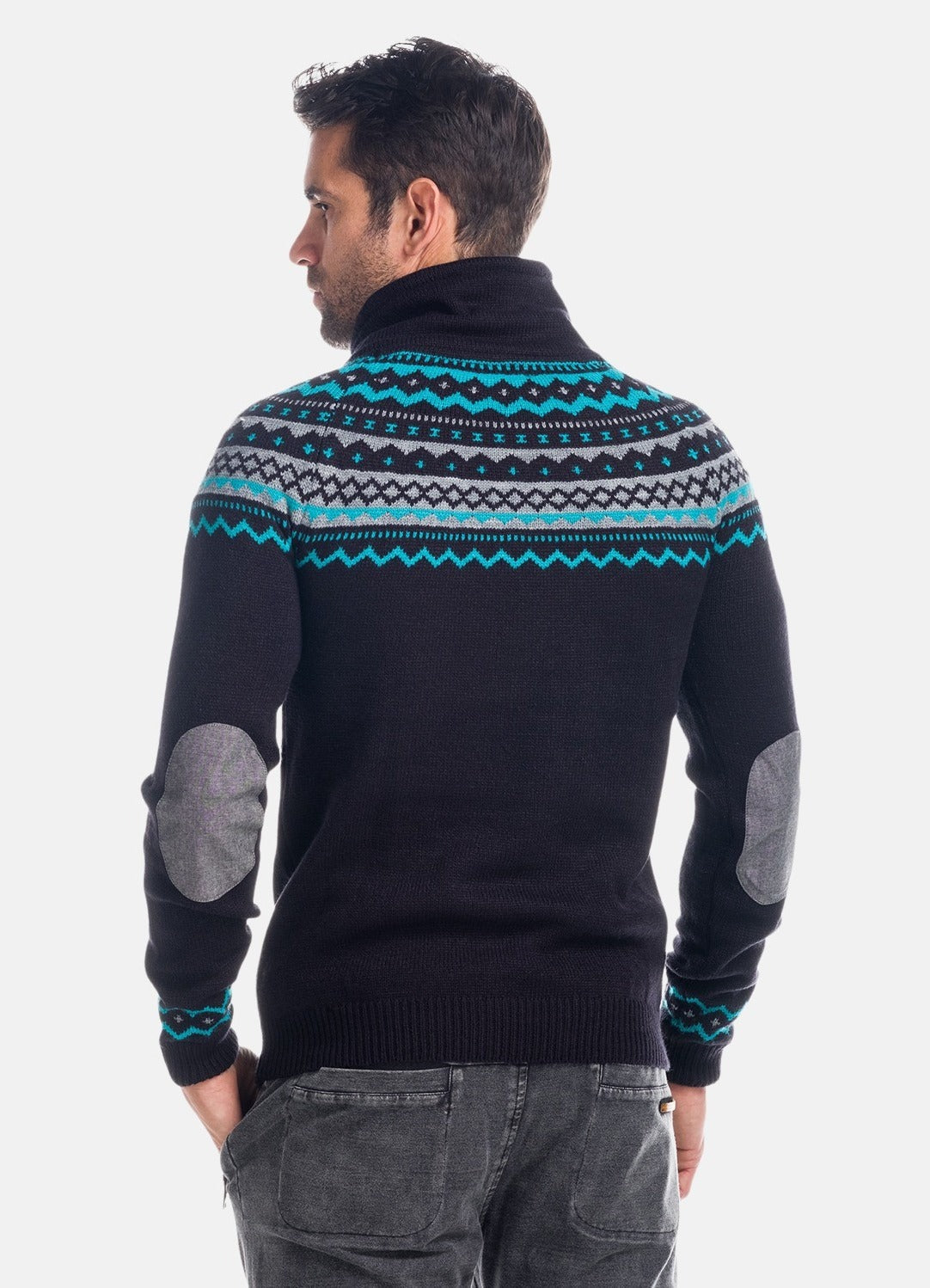 Jersey de Punto Invernal Hombre Jacquard Cuello Chimenea – Koroshi 1821TR28