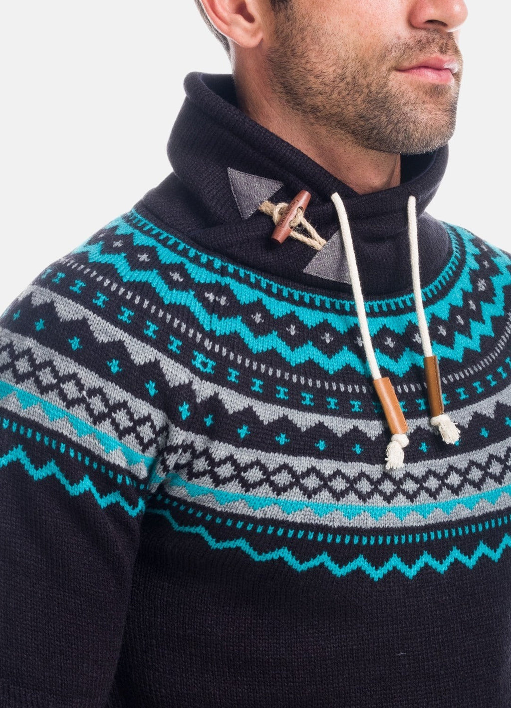 Jersey de Punto Invernal Hombre Jacquard Cuello Chimenea – Koroshi 1821TR28