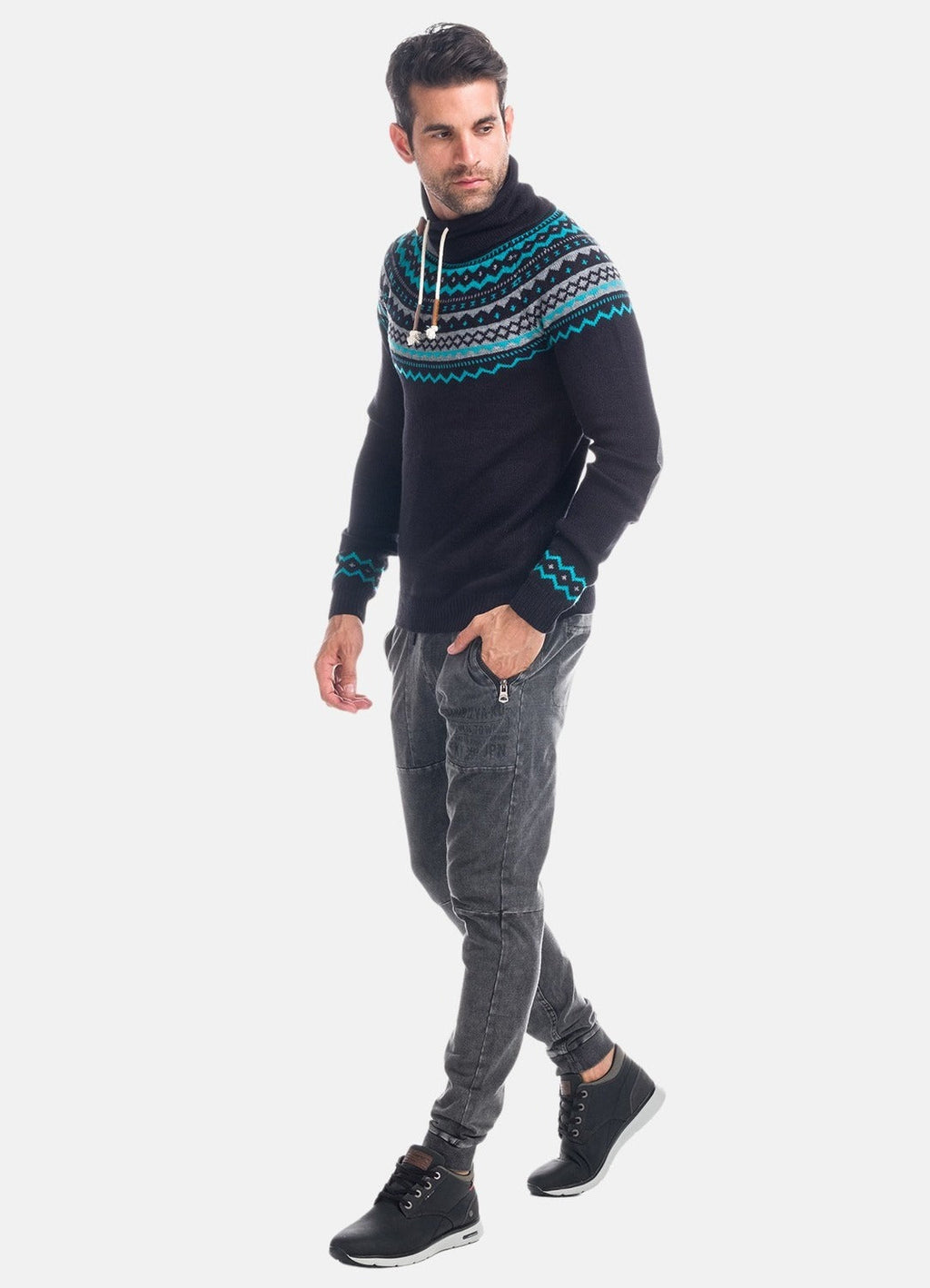 Jersey de Punto Invernal Hombre Jacquard Cuello Chimenea – Koroshi 1821TR28