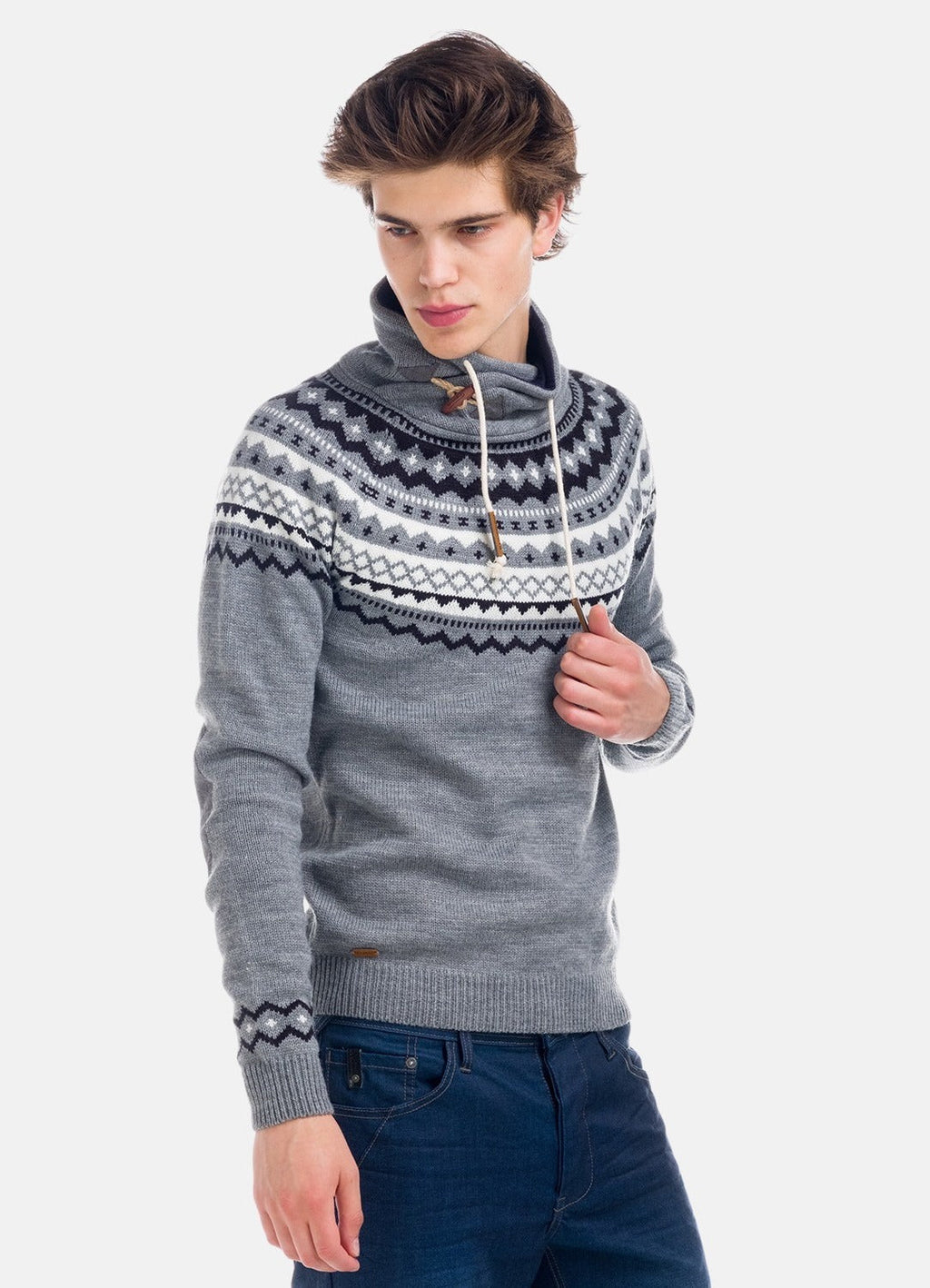 Jersey de Punto Invernal Hombre Jacquard Cuello Chimenea – Koroshi 1821TR28