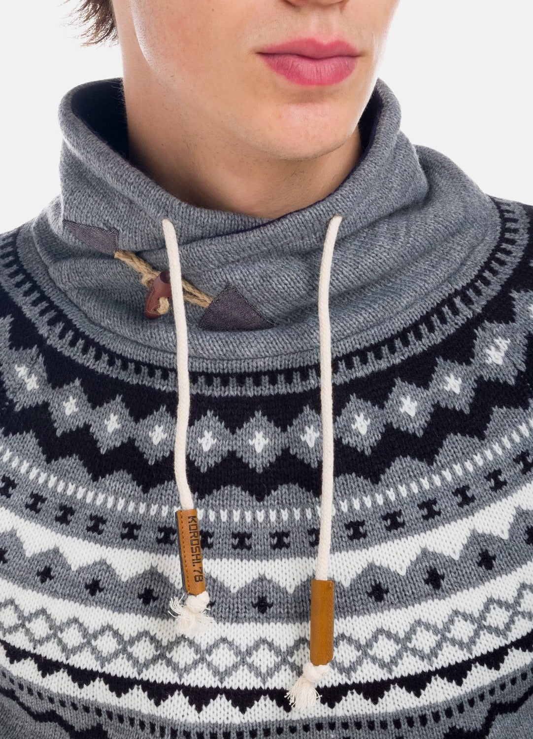 Jersey de Punto Invernal Hombre Jacquard Cuello Chimenea – Koroshi 1821TR28