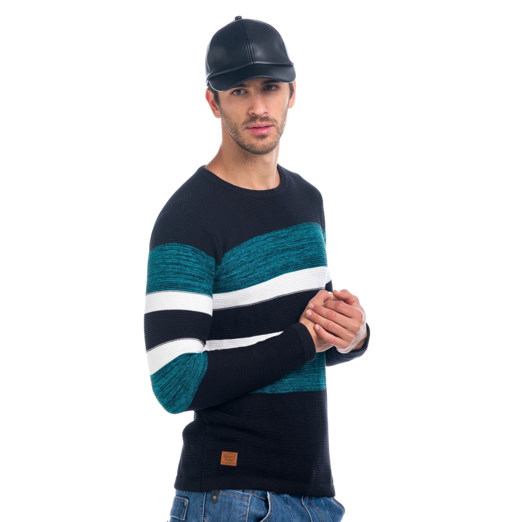 Jersey de Punto Hombre Cuello Redondo a Rayas – Koroshi 1821TR29