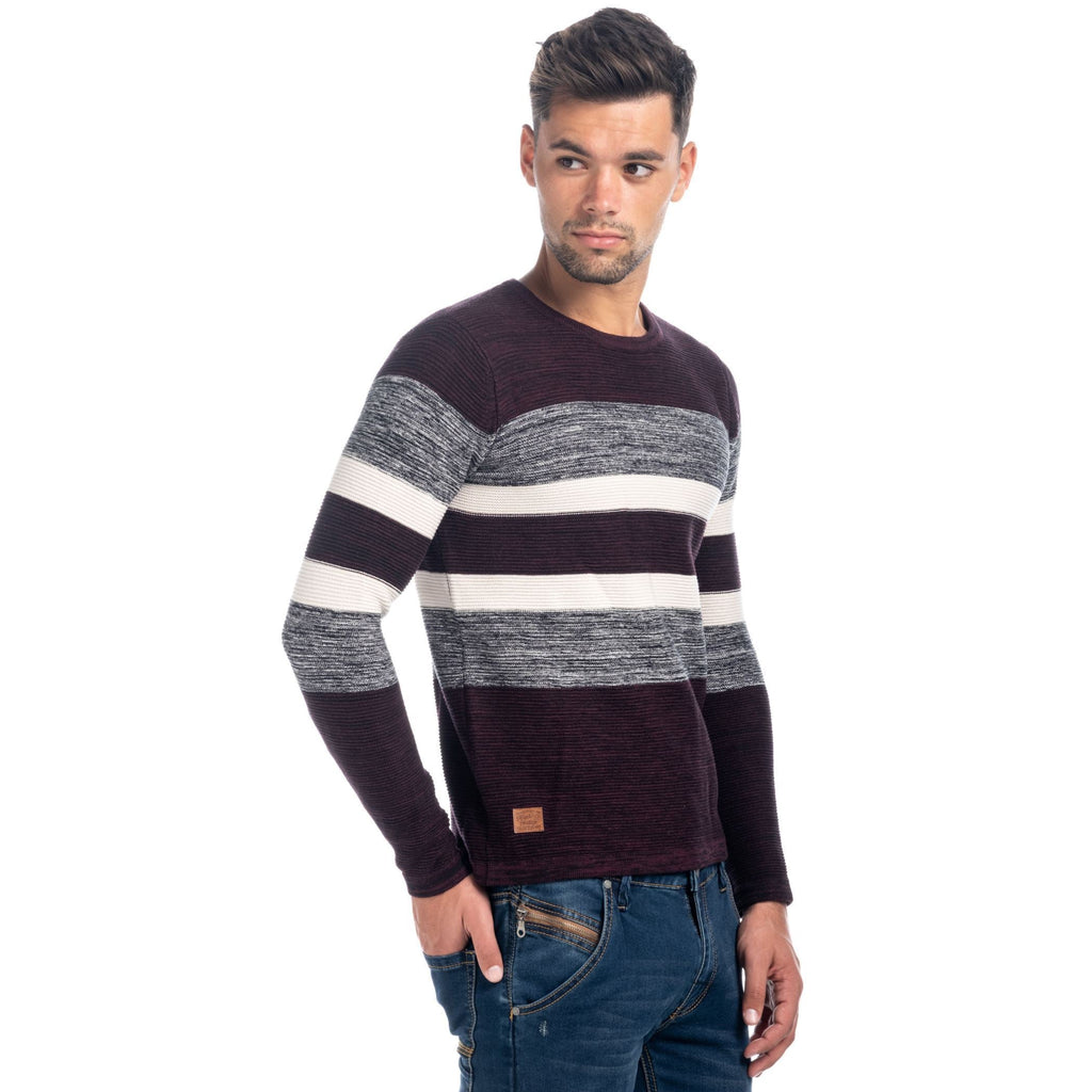 Jersey de Punto Hombre Cuello Redondo a Rayas – Koroshi 1821TR29