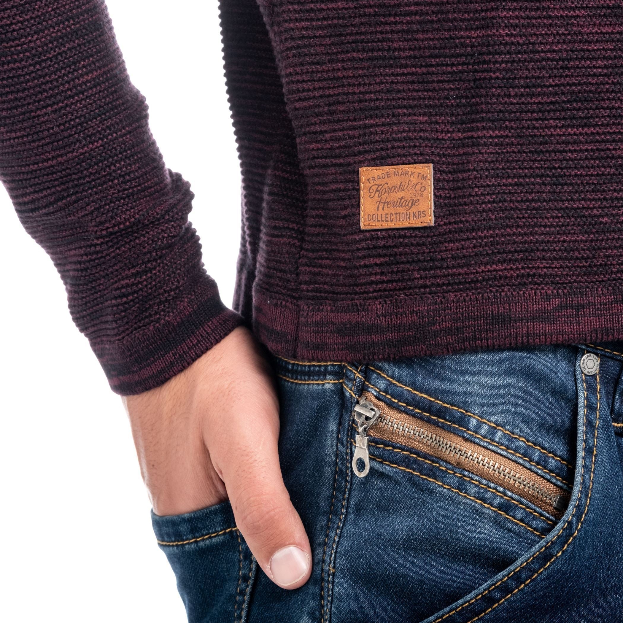 Jersey de Punto Hombre Cuello Redondo a Rayas – Koroshi 1821TR29