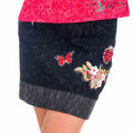 Falda Mini con Parches Bordados Mujer – Koroshi Negro