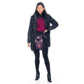 Falda Mini Evasé Bordado Floral Mujer – Koroshi Negro