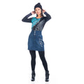 Falda Vaquera Mujer Cintura Alta Bordado Floral – Koroshi Azul Oscuro
