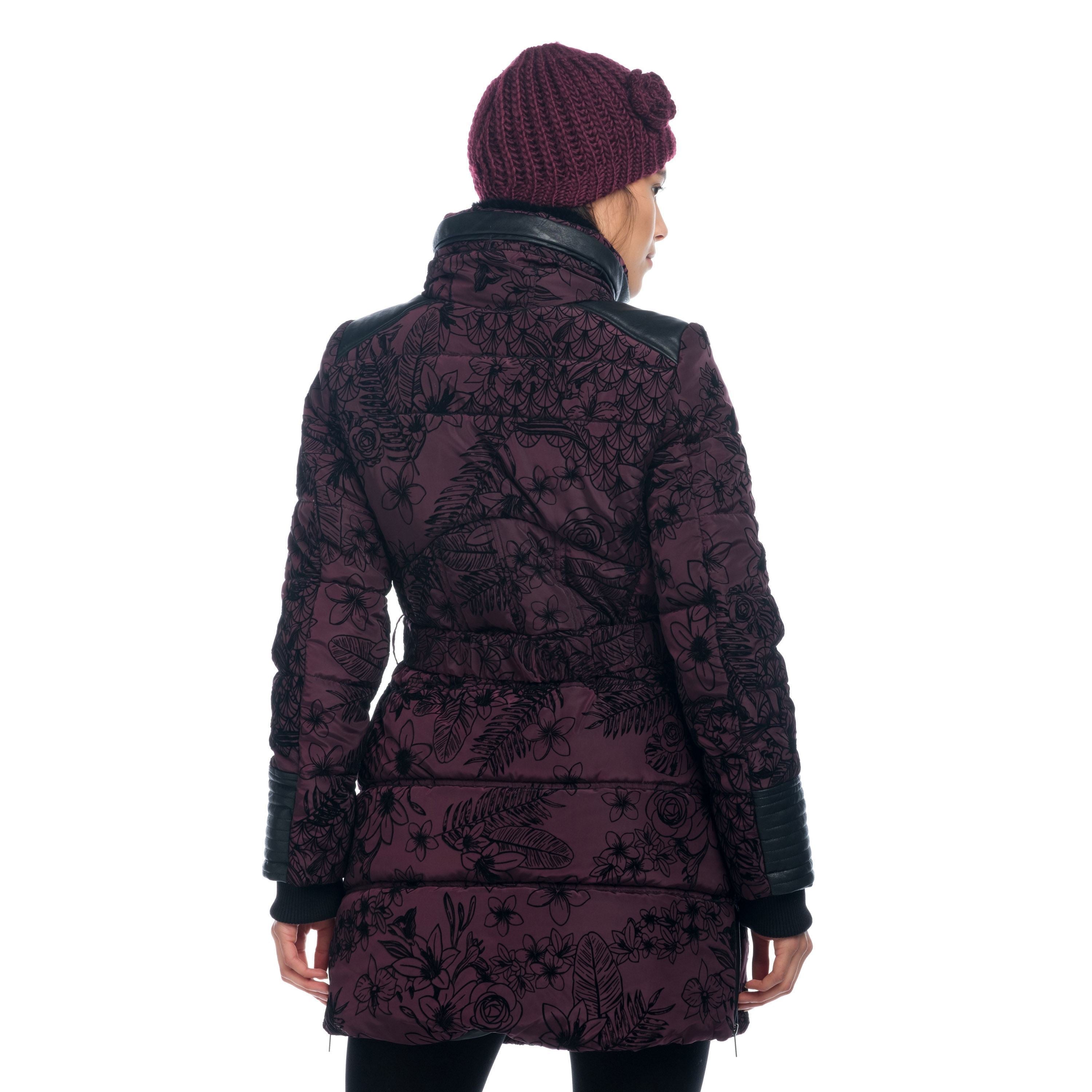 Parka Larga Acolchada Mujer Flocado Floral con Cinturón – Koroshi 1822JA24