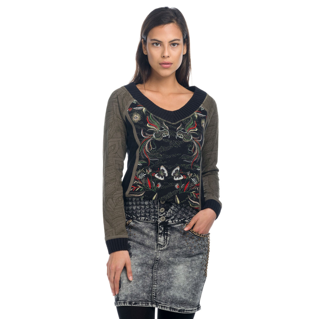 Camiseta Mujer Manga Larga Escote Pico Estampada – Koroshi 1822ML24