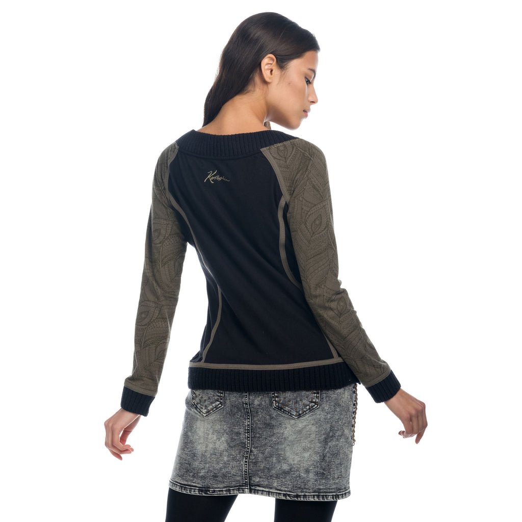 Camiseta Mujer Manga Larga Escote Pico Estampada – Koroshi 1822ML24